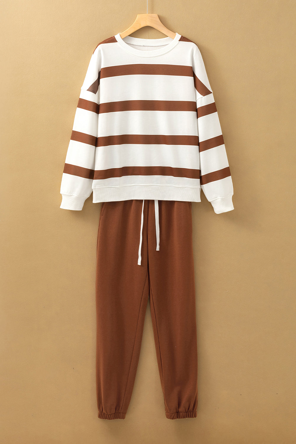 Striped Drop Shoulder Pullover and Joggers Set