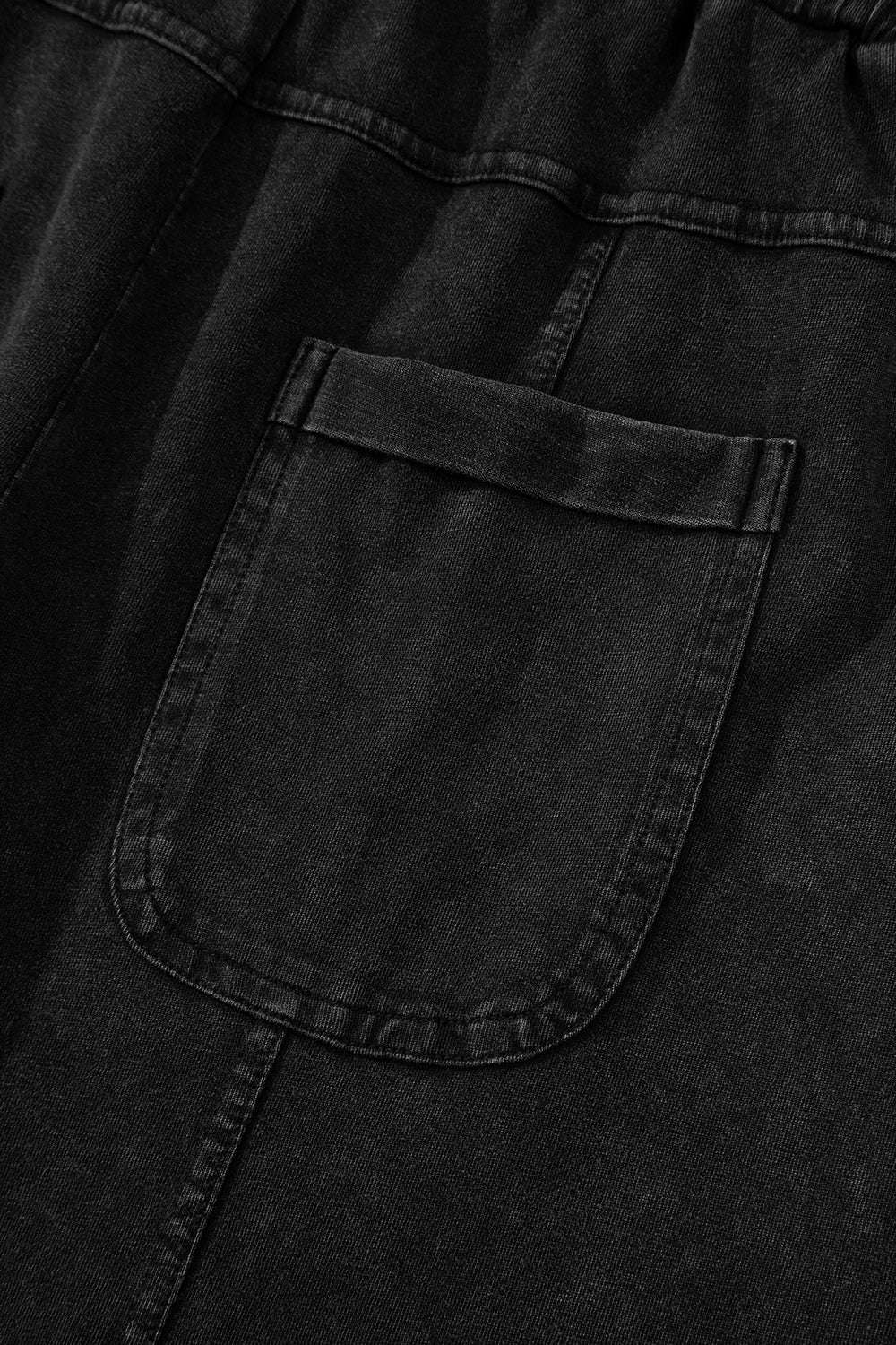Black Mineral Wash Exposed Seam Wide Leg Cargo Pants