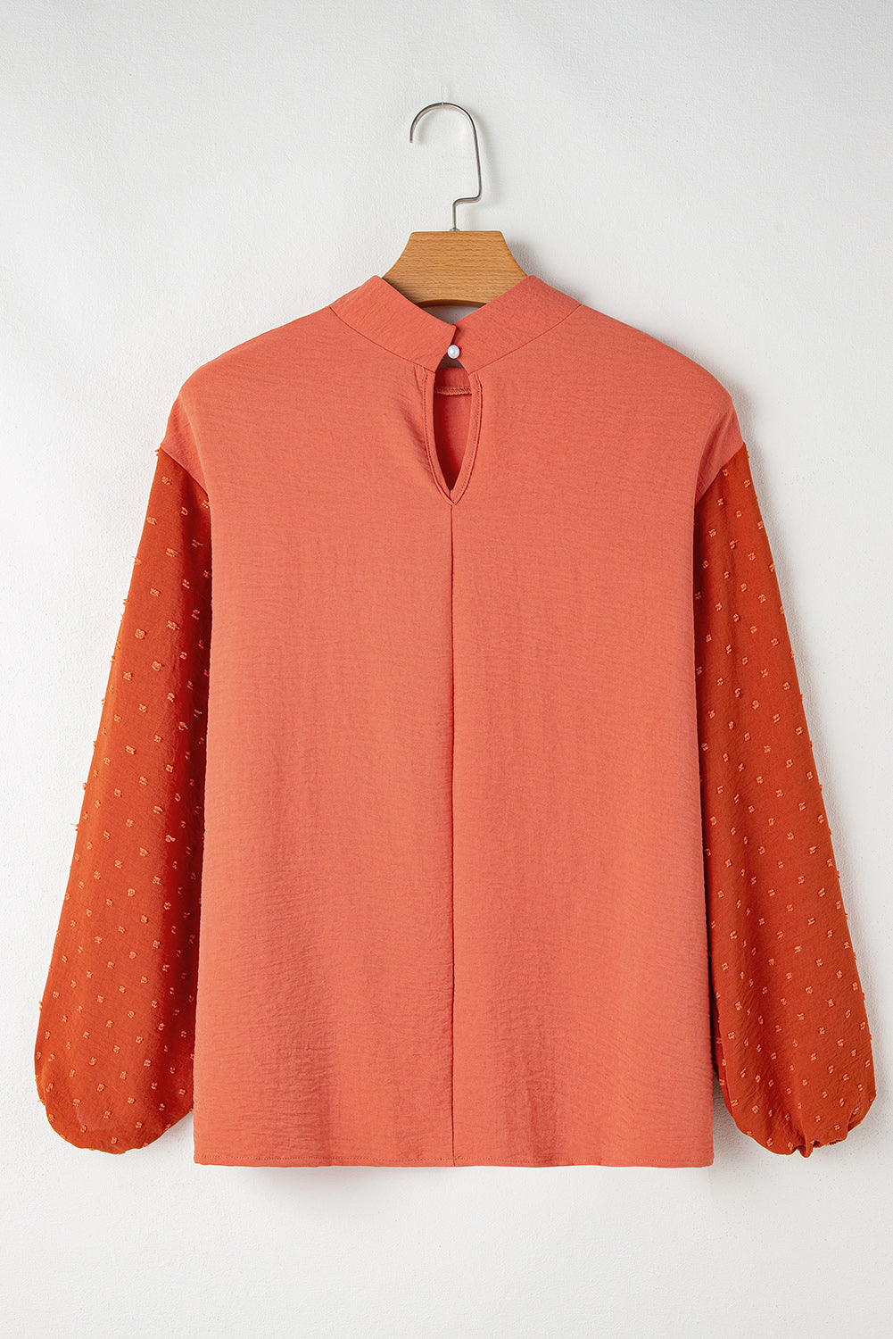 Green Swiss Dot Balloon Sleeve Patchwork Crinkle Blouse