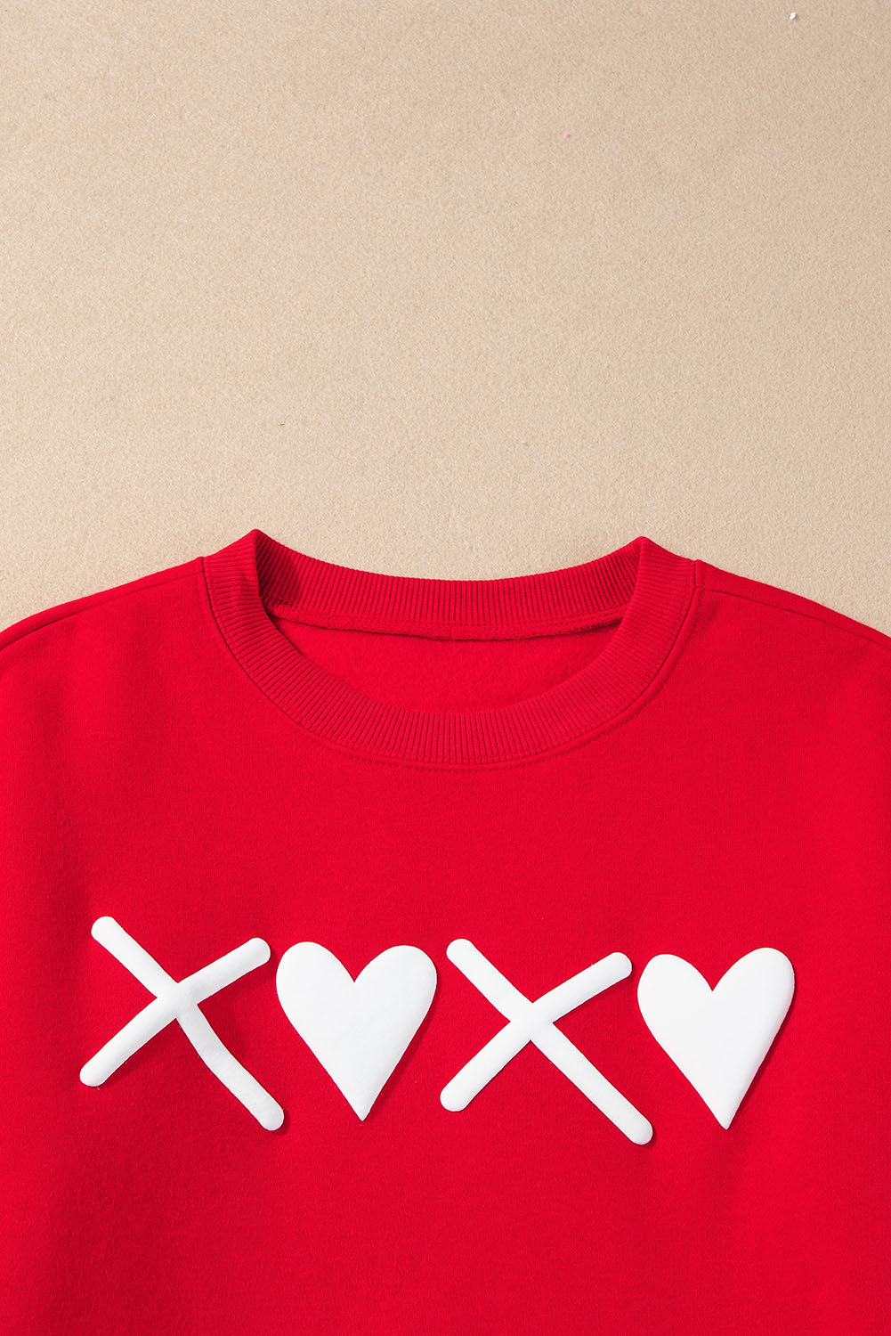 Red XOXO Heart Print Valentine Graphic Sweatshirt